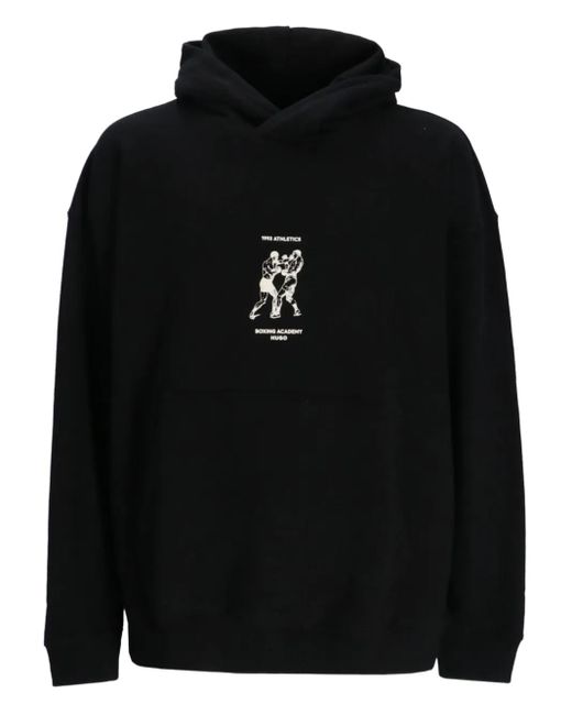 Sudadera con capucha y boxeo estampado HUGO de hombre de color Black