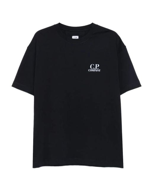 C P Company Black Logo-Print Cotton T-Shirt for men