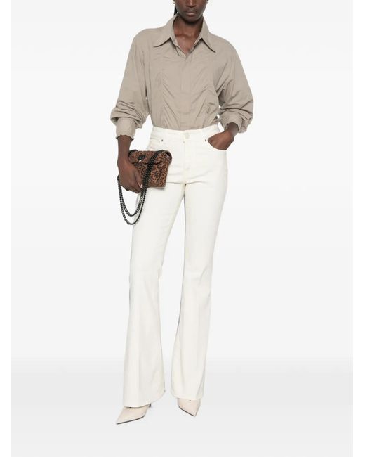 Jacob Cohen White Logo-Patch Flared Jeans