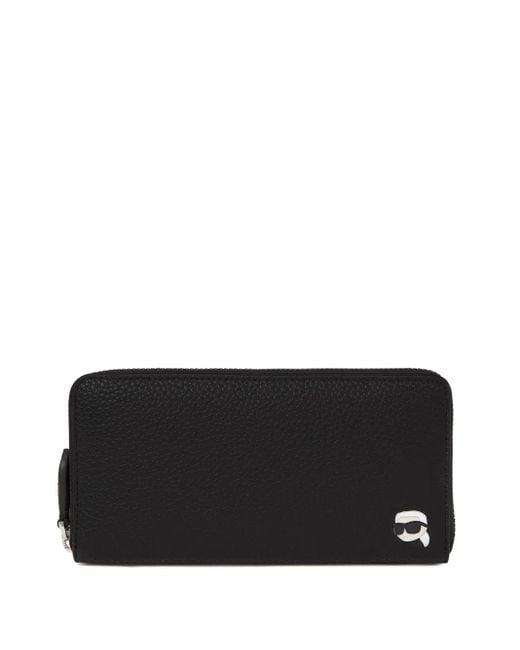 Cartera granulada con cremallera Karl Lagerfeld de color Black