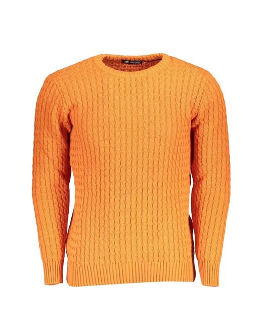 U.S. Grand Orange Cable-Knit Elbow-Patch Sweater for men