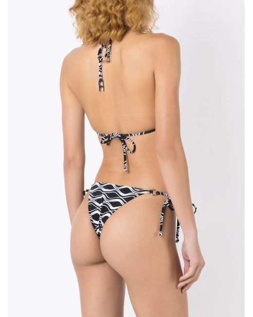Amir Slama White Wave-Print Triangle Bikini Set