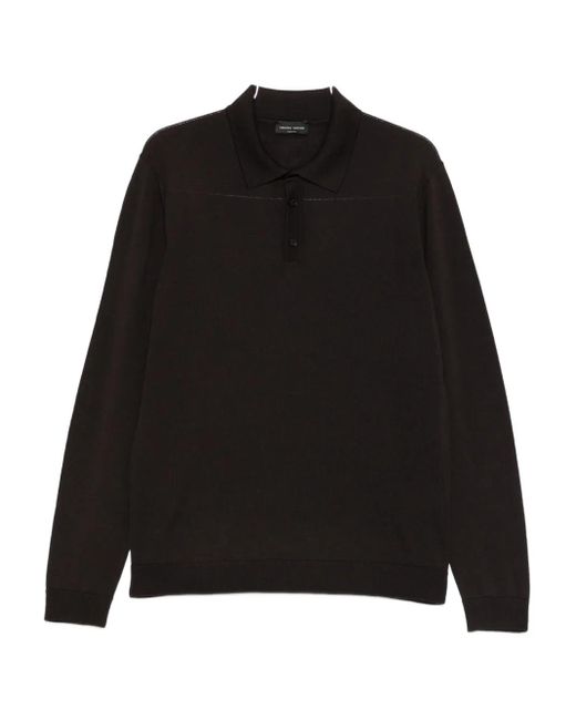 Roberto Collina Black Long-Sleeve Polo Shirt for men