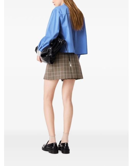 Maje Blue Cotton Pussy Bow Shirt