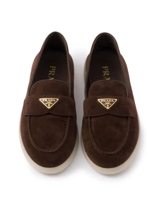 Prada Brown Saint Tropez Suede Loafers