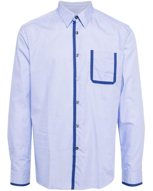 Paul Smith Blue Contrasting-trim Cotton Shirt for men