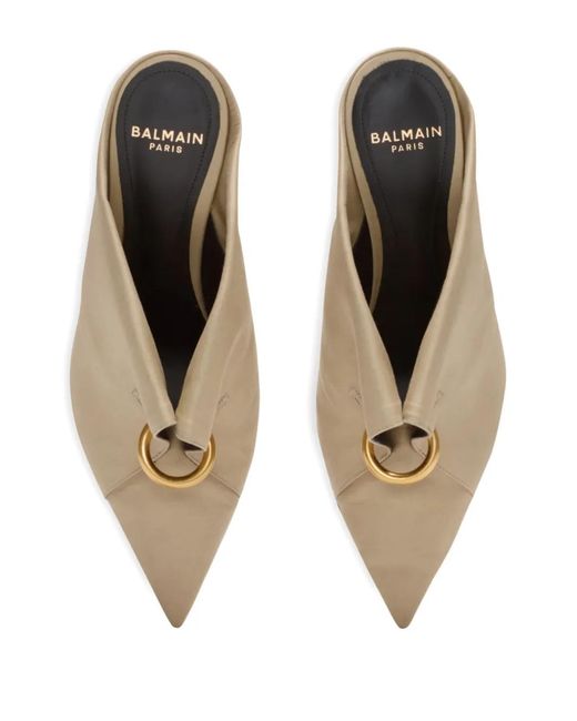 Balmain Natural Piercing-Detail Mules