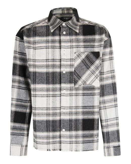 RETERNITY Gray Plaid-Pattern Flannel Shirt for men