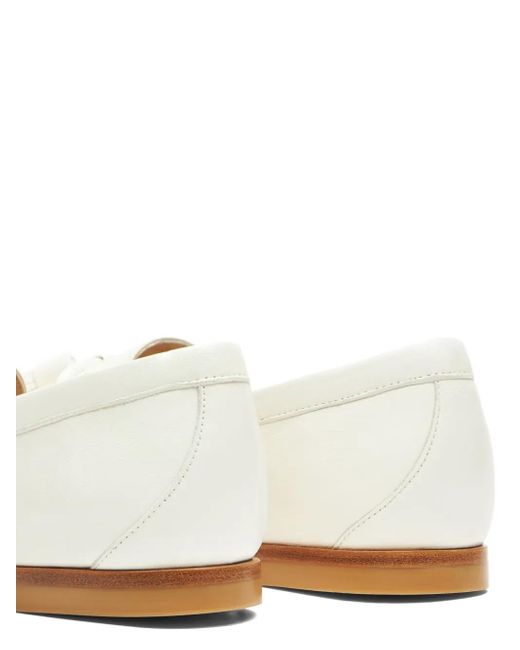 Stuart Weitzman White Tassel Leather Loafers