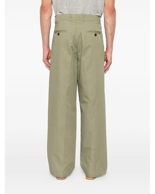 Amaranto Green Pleated-Front Trousers for men