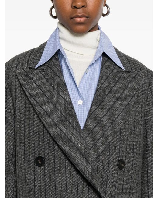 Alberto Biani Gray Striped Coat