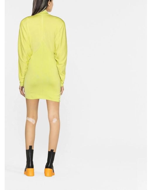 Philosophy Di Lorenzo Serafini Yellow Draped-Sleeve Knitted Dress