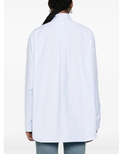 Prada White Logo Embroidered Cotton Shirt - Women's - Cotton