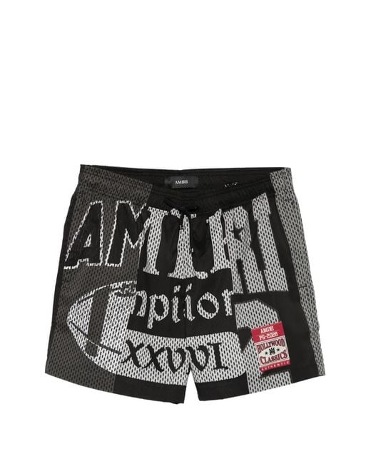 Amiri Black Print Drawstring Swim Shorts for men
