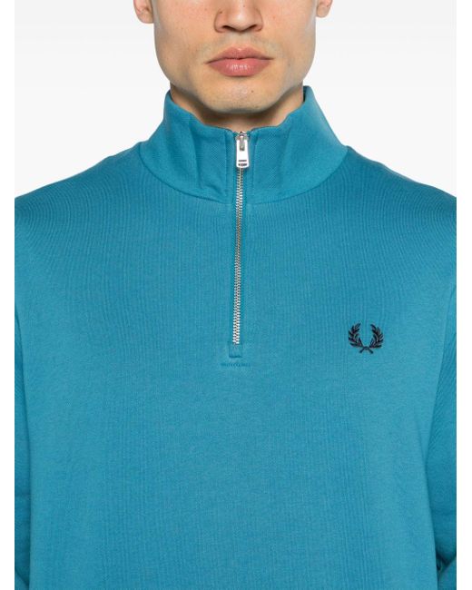 Fred Perry Blue Fp Half Zipper Sweatshirt for men