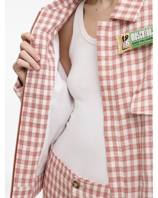Moschino Pink Gingham-Check Flap-Pocket Jacket