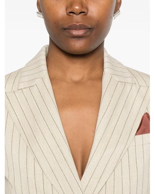 Circolo 1901 Natural Striped Double-Breasted Blazer