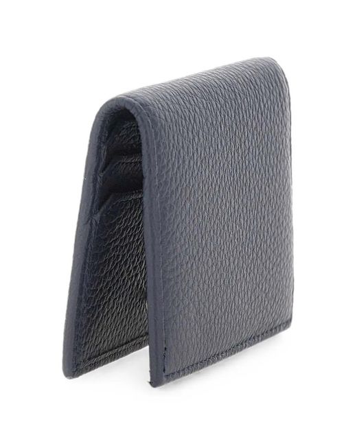 Gianni Chiarini Blue Dollaro Pebbled Leather Card Holder