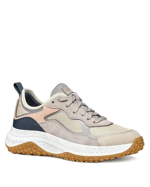 Geox White Oliviera + Grip Mesh-Panel Sneakers