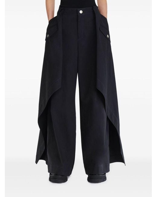 Dion Lee Black Layered Wide-leg Trousers