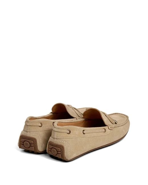 Hackett White Lace-Up Suede Loafers for men