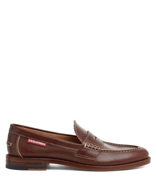 DSquared² Brown Leather Loafers for men