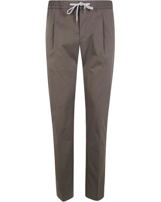 PT Torino Gray Pleated Tapered Trousers for men