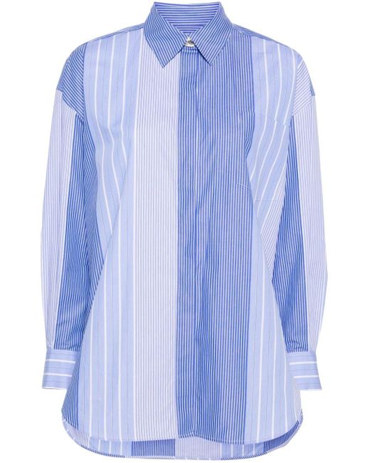 Chemise en coton à rayures Maje en coloris Blue