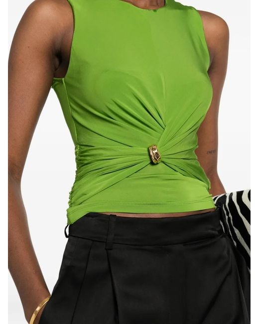 Elisabetta Franchi Green Jersey Top With Jewel Detail