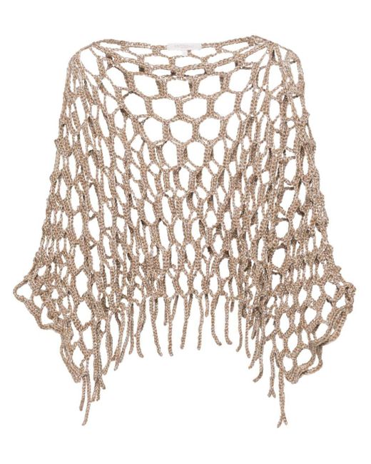 Antonelli Natural Sequin-embellished Knitted Top