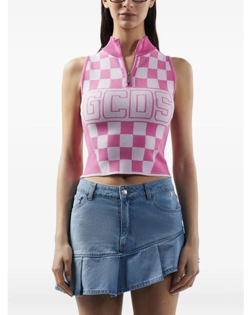 Gcds Pink Logo-Print Top