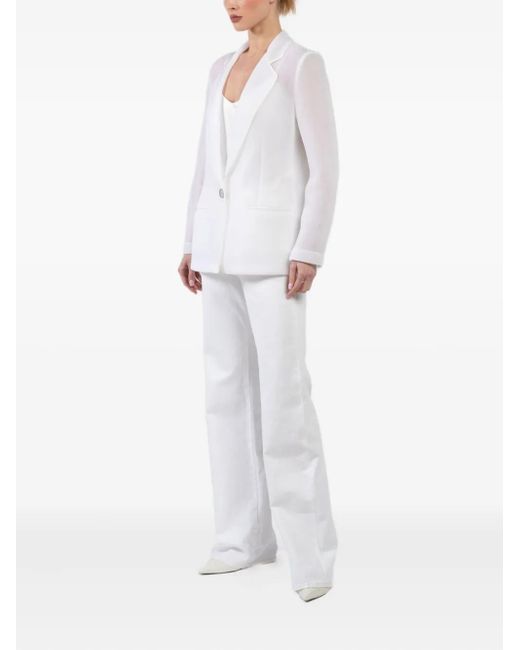 Brandon Maxwell White Pearl Single-Button Sheer Jacket