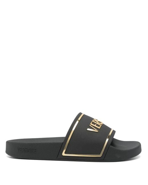 Versace Black Flip-Flops & Slides