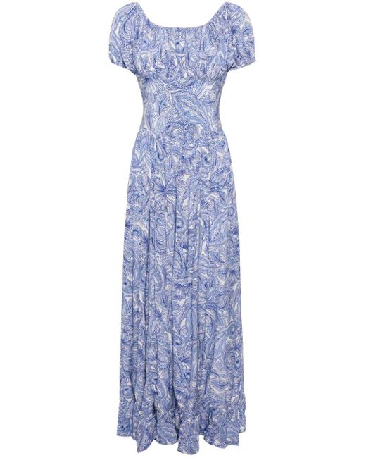 Evarae Blue Hestia Paisley-print Maxi Dress