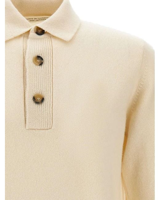 FILIPPO DE LAURENTIIS White Three-button Polo-neck Polo Shirt for men