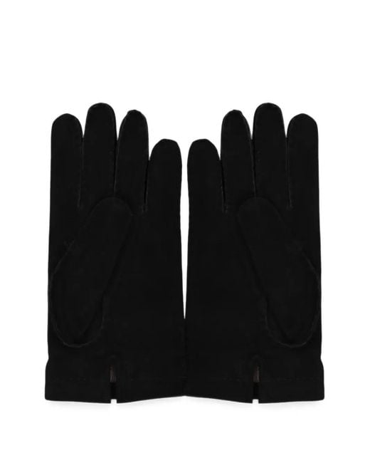 Moorer Black Suede-Finish Gloves for men