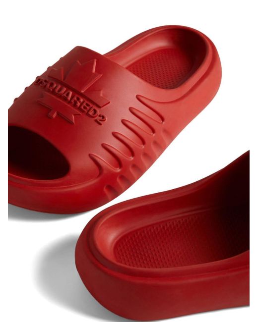 Sandali slides con logo goffrato di DSquared² in Red da Uomo