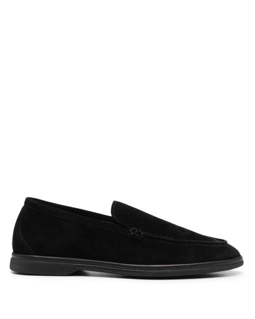 Scarosso Black Suede-Finish Loafers