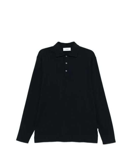 Lardini Black Buttoned Polo Shirt for men