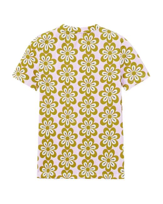 LaDoubleJ Metallic T-Shirt mit Blumen-Print