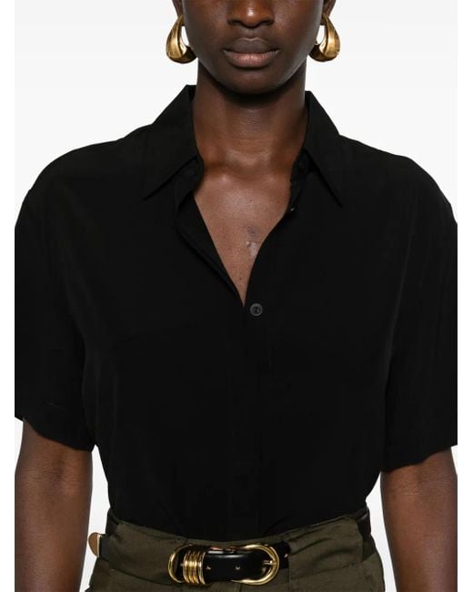 Matteau Black Short-Sleeve Silk Shirt