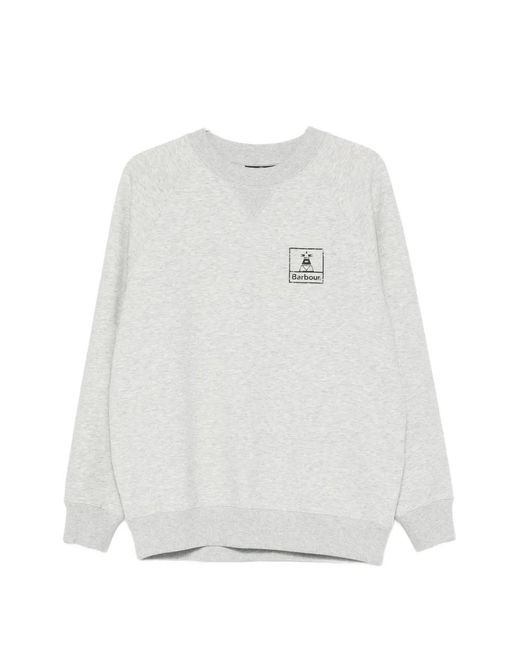Barbour White Logo-Print Raglan-Sleeve Sweater for men