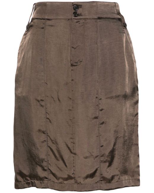 Saint Laurent Brown Button-up Satin Miniskirt