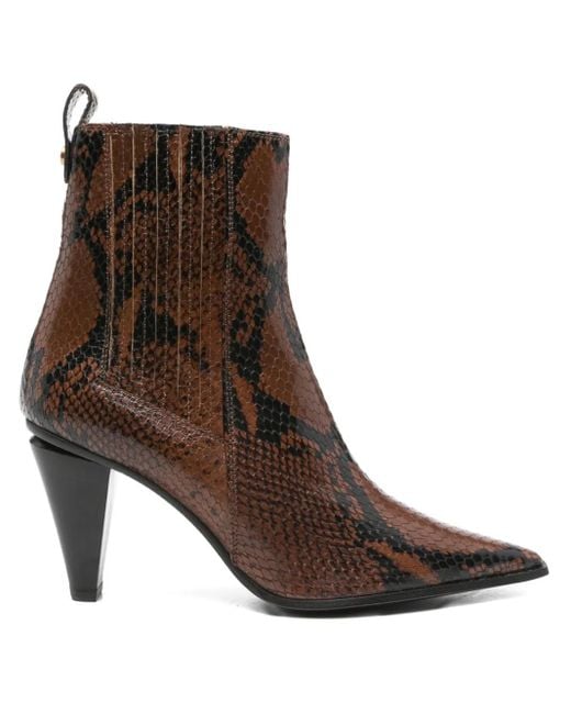 Roberto Festa 80 Mm Leren Laarzen Met Slangen-Reliëf in het Brown