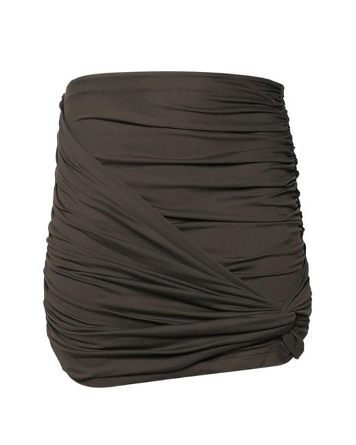 Magda Butrym Black Ruched Draped Mini Skirt