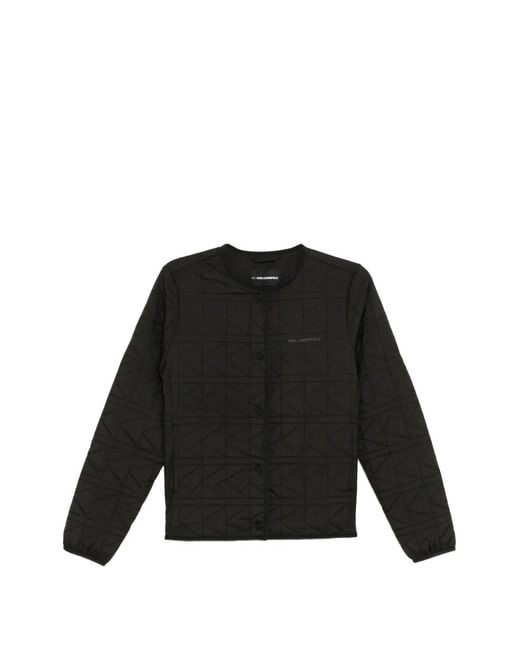 Karl Lagerfeld Black Veste Matelassée À Logo Brodé