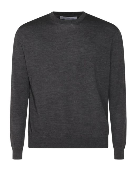 Malo Black Crew-Neck Wool Sweater for men