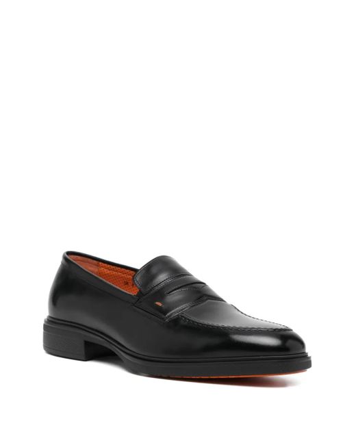 Santoni Black Easy Loafers for men