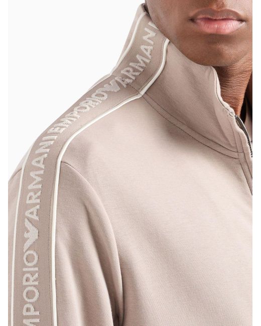 Sweat zippé à logo brodé Emporio Armani pour homme en coloris Gray