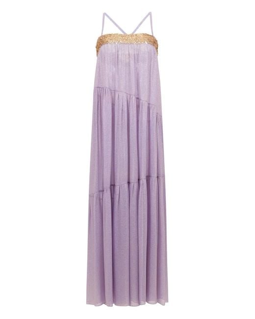 SANA OSMANI Purple Tobago Sequin Midi Dress